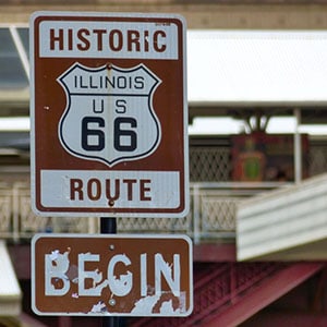 Chicago- Route 66, voie publique, route, légende Chicago- Route 66