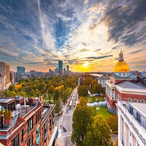 Boston, Massachusetts, USA cityscape with the State House Boston